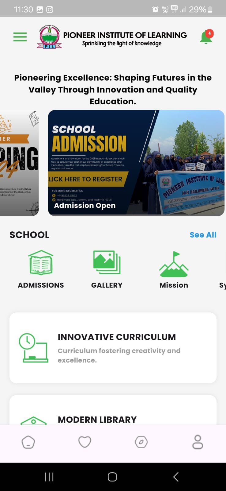 Pioneer Institute Mobile App additional screen